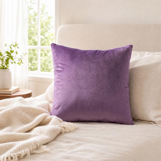 Einfarbige Samt-Kissenhülle, Weiche Plüsch-Kissenhülle, 17,7 x 17,7 Zoll Glatte Samt-Kissenbezug für Sofa, Bett, Büro, Gemütliche Wohnkultur