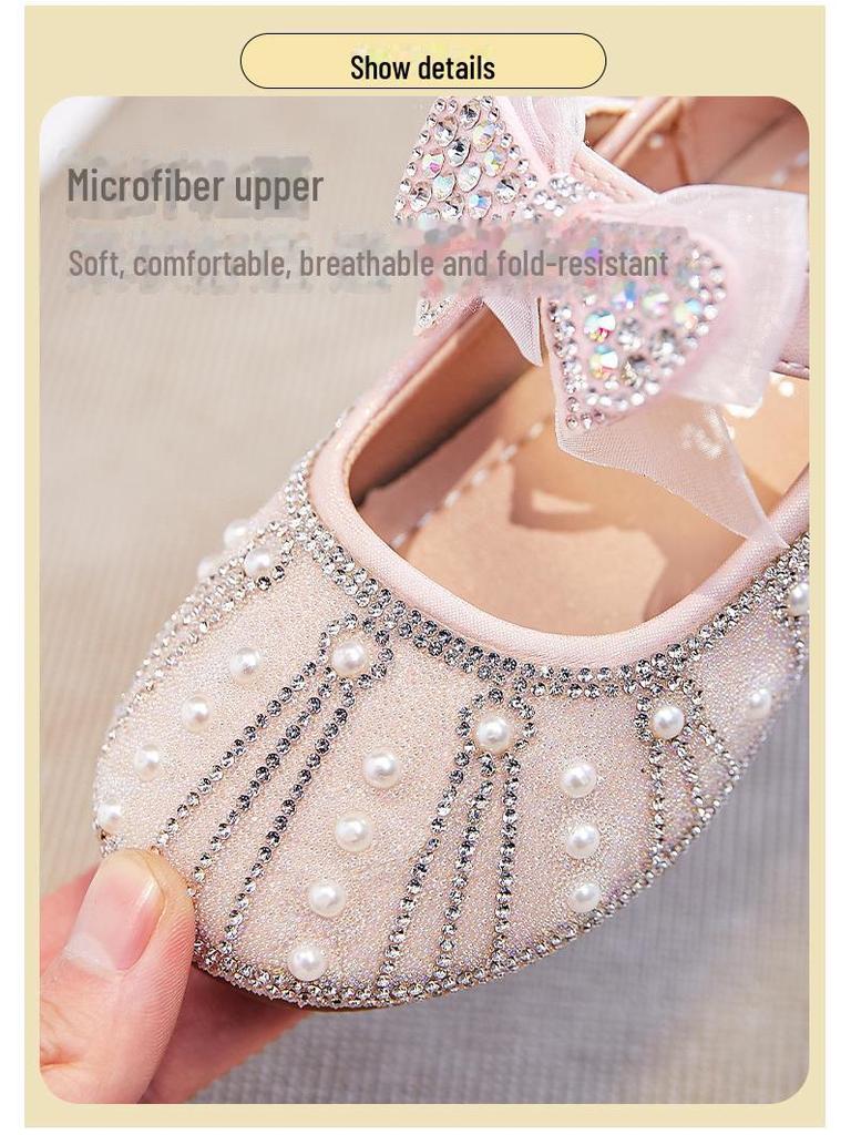 Mädchen Glitzernde Strass Mesh Schleife Prinzessin Schuhe - Frühjahr 2025 Kollektion