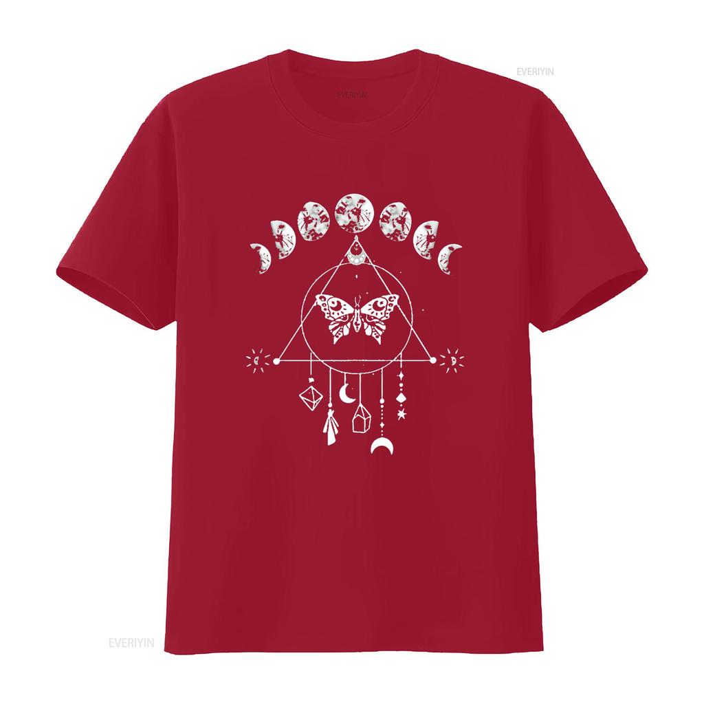 Celestial Moon Phase Moth Crystals Stars Vintage D Cute Tops for Women T Shirt with Bold Prints Vintage Washed Stretched