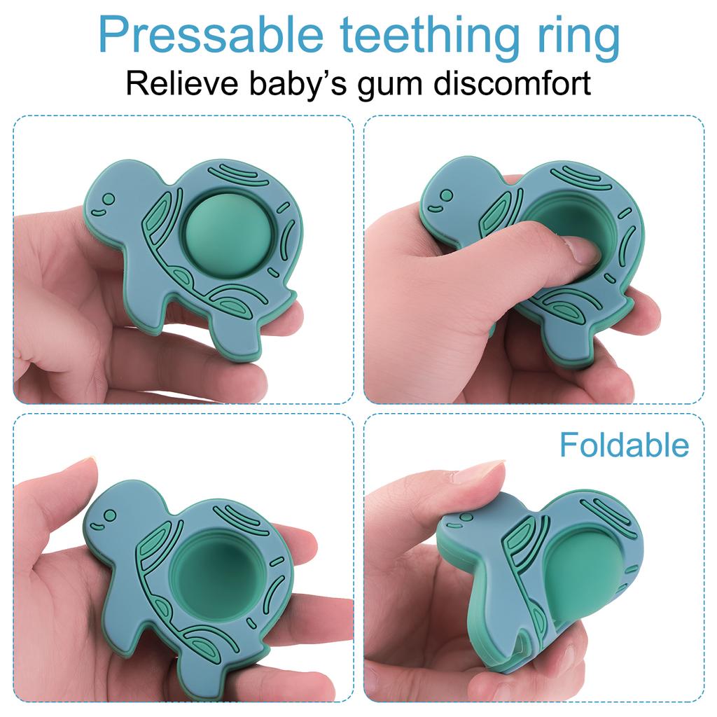 Color Kids 1PCS Baby Silicone Teether Toy 0-12 Months BPA Free Chewing Relief Sensory Toy For Newborn Infant Toddler Safe