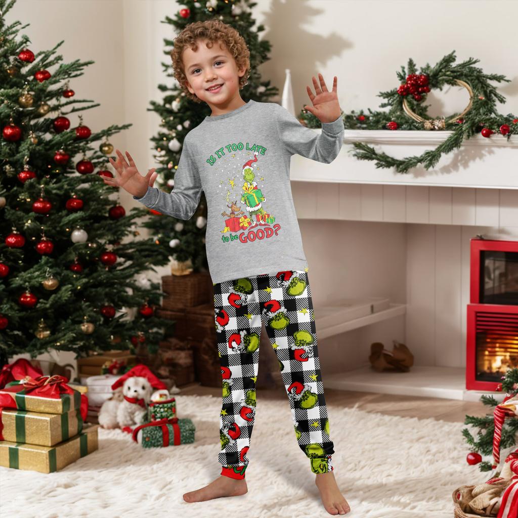 Zestaw piżamowy dla rodziny z nadrukiem świątecznym, ubrania domowe, zestaw rodzinny z długim rękawem, topem i spodniami