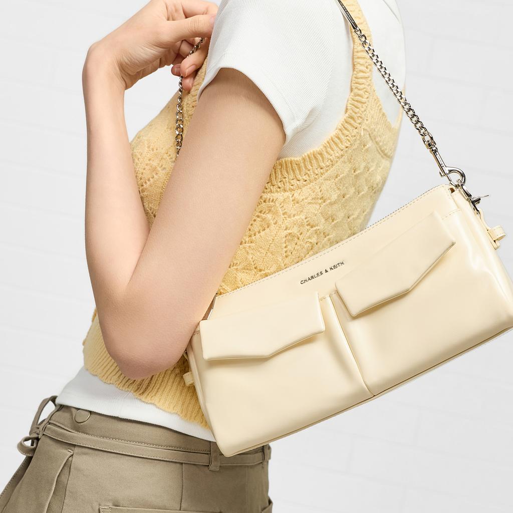 Charles & Keith Small CK 26 Summer Dopamine Chain Underarm Motorcycle Bag Crossbody Bag PU Shoulder Bag Small Women bags CK2-20160191