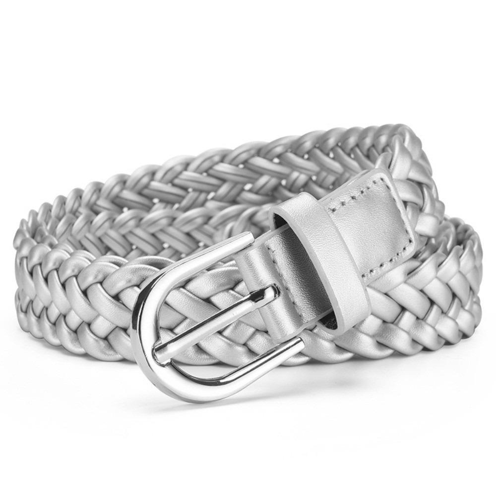 Retro Woven Belt Versatile Literary Belt Casual Jeans Belt  for Women серебряный
