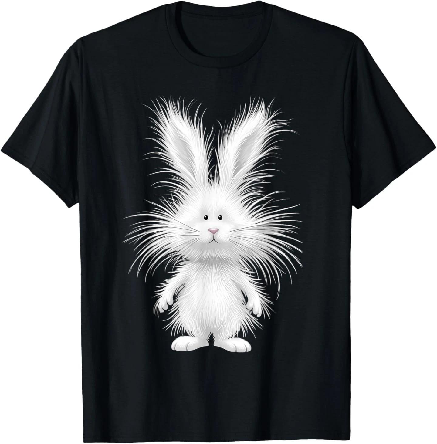 Funny Fluffy Bunny with Wild Fur Cute Rabbit Art T- Shirt 3XL