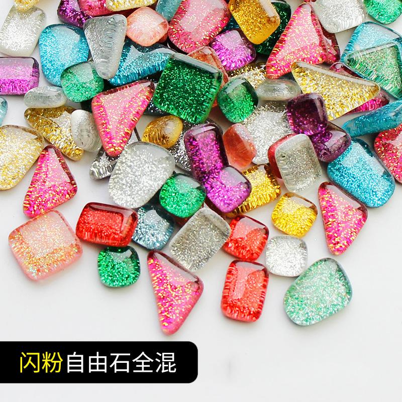 100g Diy Mix Color Glitter Glass Mosaic Stones Mosaic Tiles Glass Pebbles Crafts Material Puzzle For Diy Mosaic Making Arte