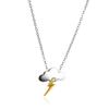 Gold & Silver Lightning Cloud Necklace: Two-Tone Stainless Steel, Polished Clavicle Chain, Romantic Jewelry.