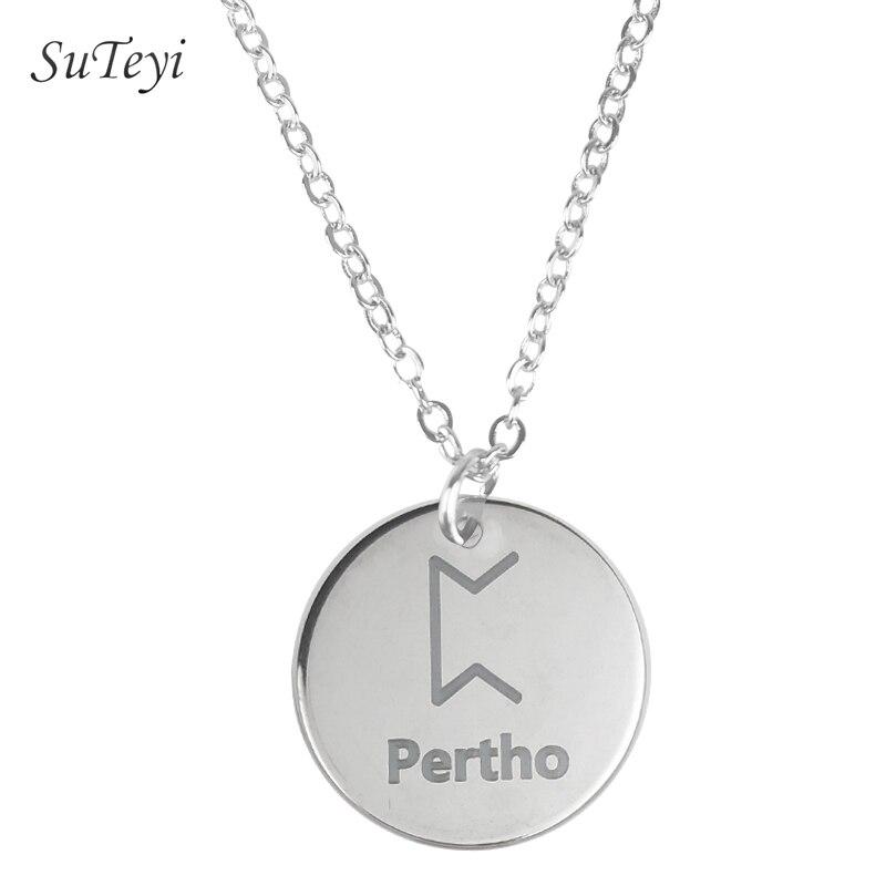 New Style 25 Style Rune Letters Viking Necklaces & Pendants Stainless Steel Material Statement Necklace Women Jewelry
