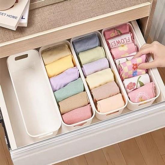 Storage Box 8-piece Set Small Item Case Basket Polypropylene White Desktop Case.
