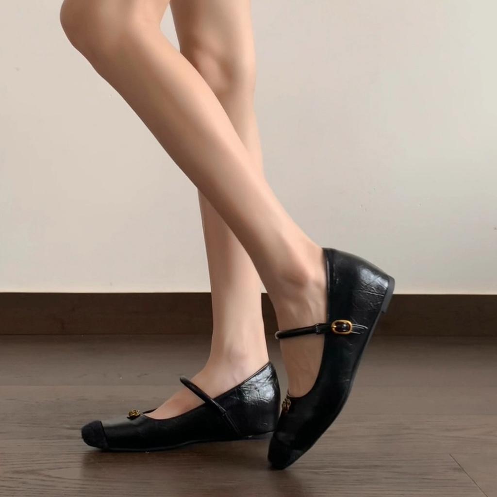 Udržujte verzi~ Retro kaméliové boty Mary Jane dámské podzimní nové jednopřezkové s temperamentem vnitřní zvýšení výšky mělká ústa jednoduché boty
