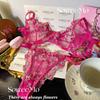 French floral embroidered underwear women's big breasts show small sexy transparent steel ring upper support anti-sagging bra cover