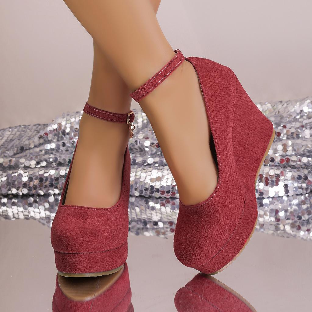 Spring/Autumn Pointed Toe Wedge Heel Shoes for Women, Fashionable Thick Sole Low-Cut High Heels, Women's Shoes 2026