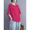 Size Plus Size Ladies Pure Cotton Short Sleeve T-shirt Women's Summer Loose Casual Pure Color Round Neck Half Sleeve Slim Looking Belly-Covering Coat