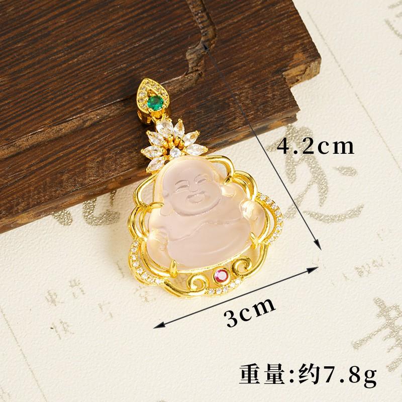 Gold Plated Buddha Pendant Necklace Women Minimalist Elegant Ethnic Style Charm Jewelry