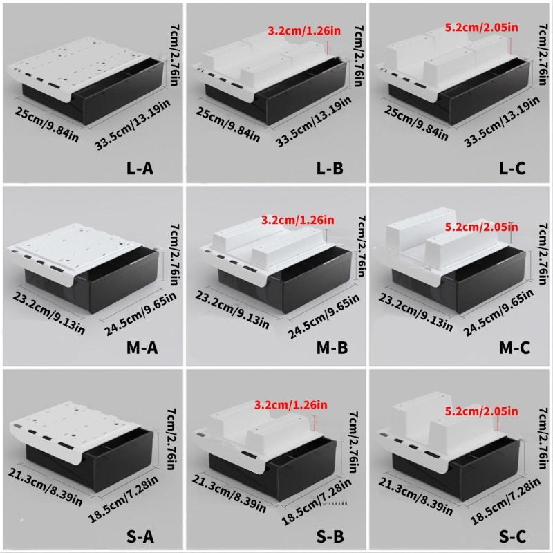 Space Saving Under Desk Storage Drawer Polypropylene Construction Workspaces Organizer Easy Installation Box
