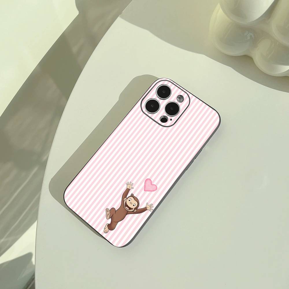 C-Curious- G-George der Affe Handyhülle Für iPhone 17,16,15,14,13,12,11 Pro Max,16Plus,XS Weiche Schwarze Hülle