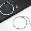 2pcs Men's Flat Chain Bracelet,Silver Color Stainless Steel Adjustable Wristband,Minimalist Unisex Jewelry Gift