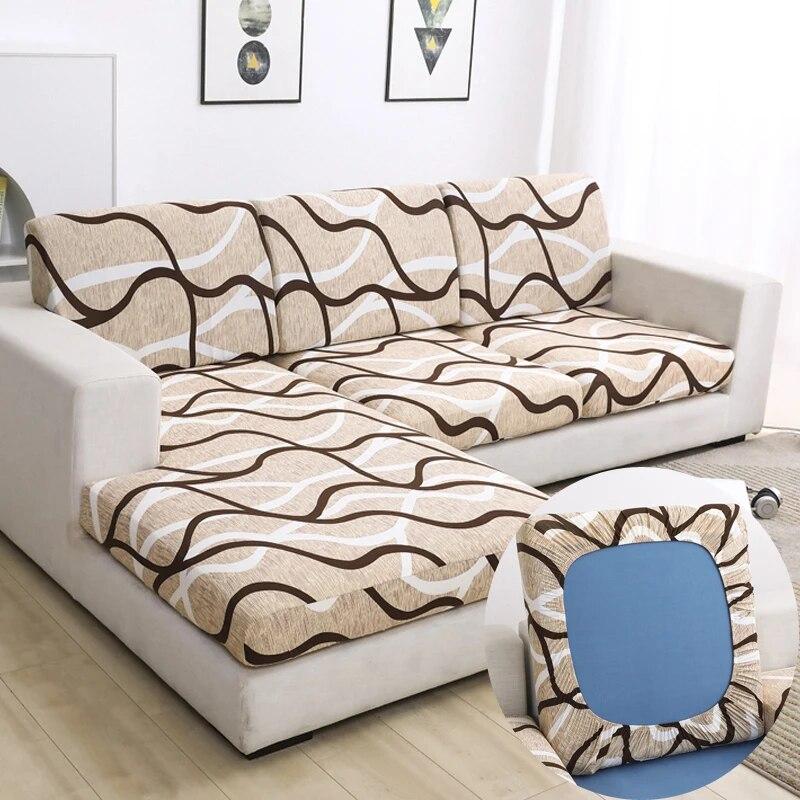 New Floral Printed Stretch Sofa Seat Cushion Cover Backrest Cover Protector for Couch Sofa Cover L Shape Chaselong Slipcovers