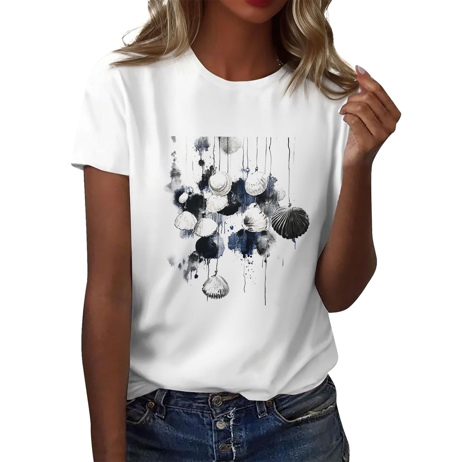 

Жіноча повсякденна футболка з круглим вирізом і короткими рукавами M Темно-синій