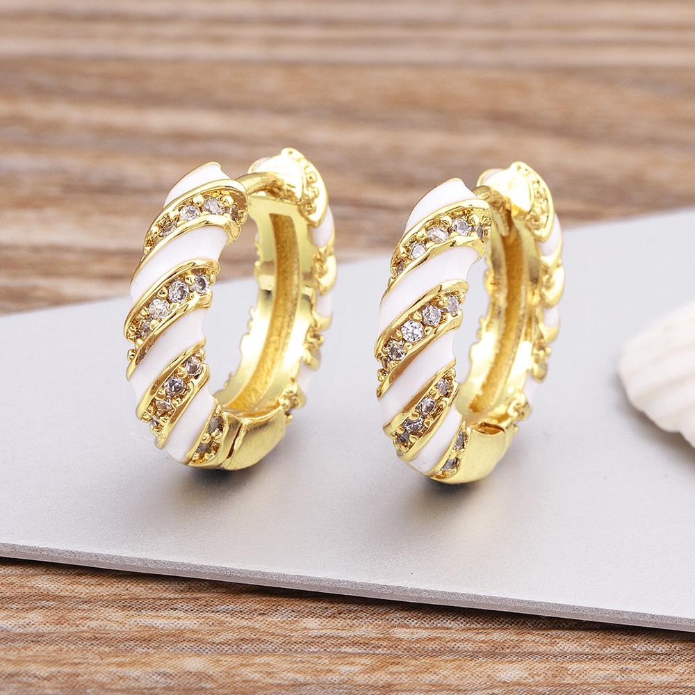 

Nidin Classic Enamel Threaded Shape Shining Crystal Earrings Elegant Women Oil Dripping Jewelry Fashion Party Exquisite Gift белый