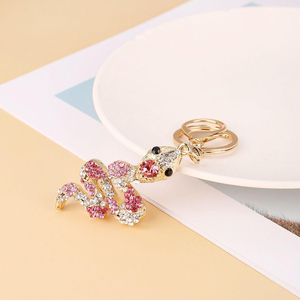 Fortune Rhinestone Snake Keychain Exquisite Women's Bag Pendant Snake Lucky Pendant New Year Gifts