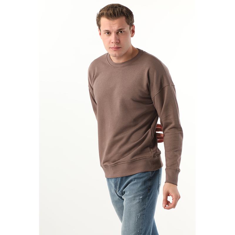 Мужская толстовка оверсайз с круглым вырезом коричневого цвета купить ...