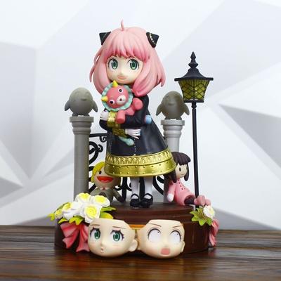 19cm Anime Spy X Family Anya Forger PVC Figure Glow-in-the-Dark Replaceable Face Collectible Model Toys Ornament Gifts