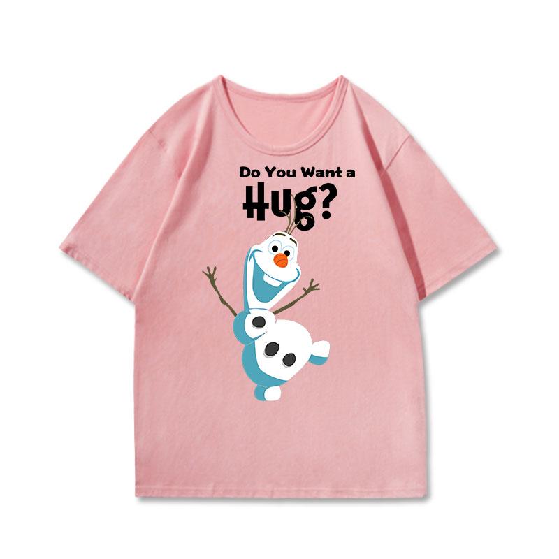 Frozen Tshirt Female Anime Anna Aisha Short Sleeve European and American Oversize Cobrand Clothes Trend