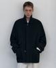 Wool Blend Oversized Half Balmacaan Coat [Black]
