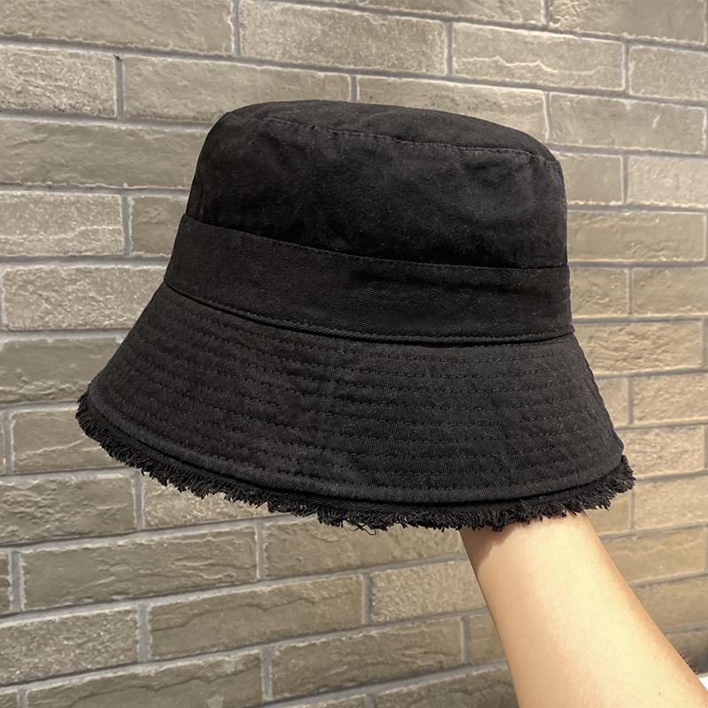 Rough edge bucket hat women's summer sunshade sunscreen sun hat face cover trendy hat women's bucket hat
