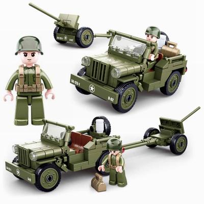 143 STÜCKE B0853 WW2 Armee Willys Jeep Modell Baustein Spielzeug Kinder Ziegel Militär Bau Jungen Geschenk