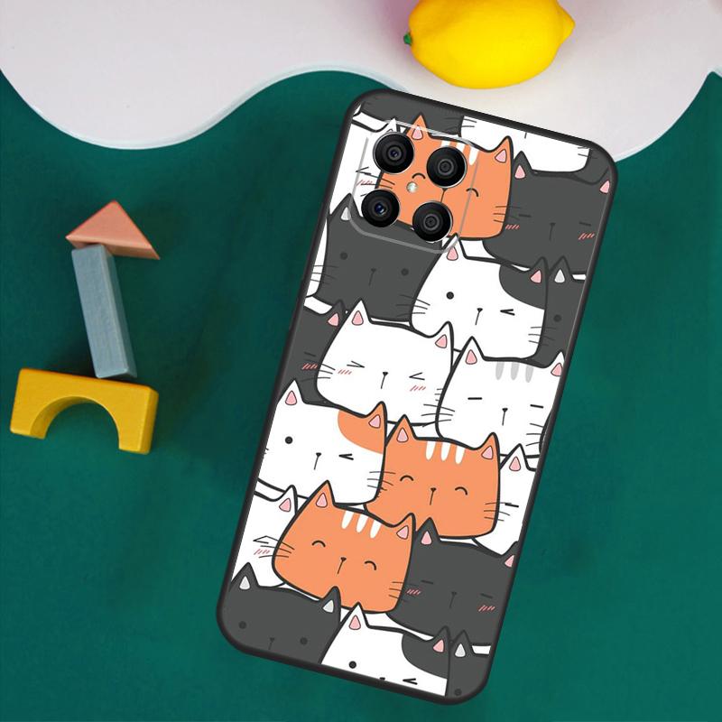Cute Cat Pattern Kitten Case For Honor 200 Pro 50 70 90 X9a X8a X8 X9 X8b X9c X9b Honor Magic 7 Lite 5 6 Pro Cover