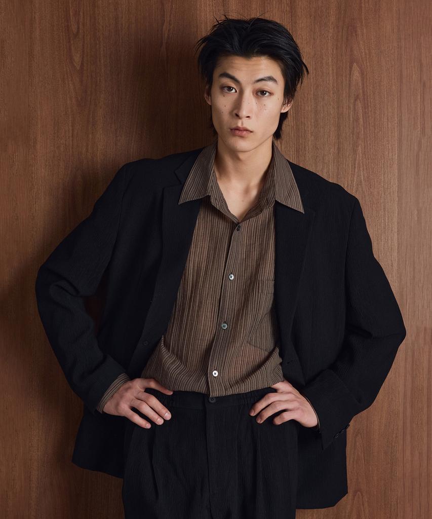 Tngt [Set] Kinoshita Seersucker Jacket & Tapered Pants (Black) 0Tpa6E206Bk