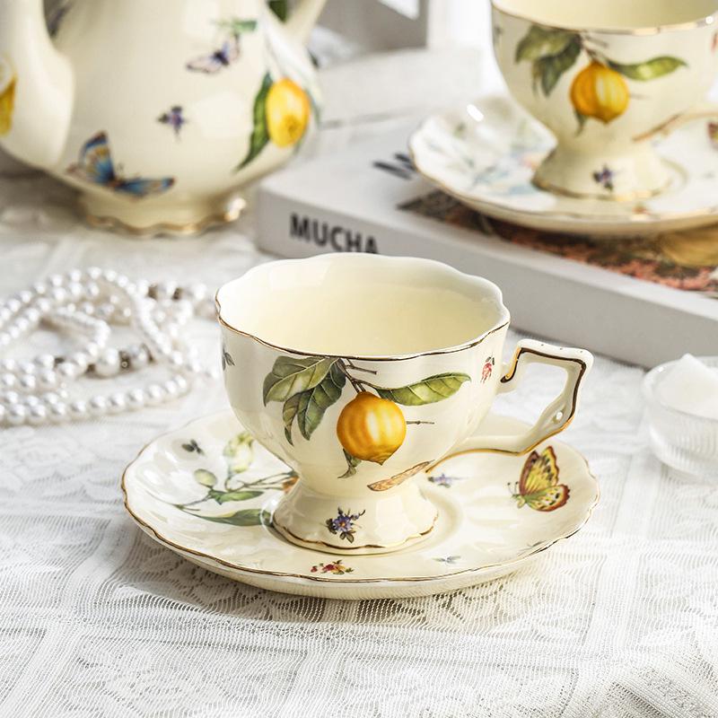 Vintage Ceramic Tea Set: British & French Style Coffee Cup and Saucer