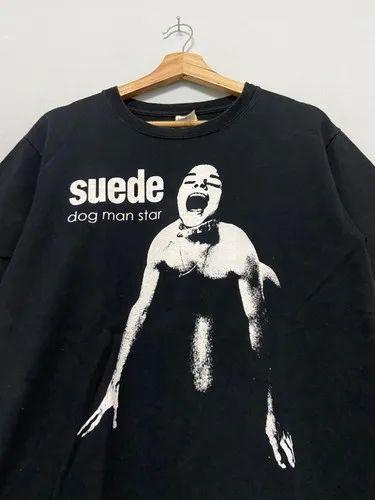 

Rock Vintage Tops Vintage SUEDE Shirt Fans Heavy Cotton White T Shirt Casual Loose Crew Neck Print Cotton T-shirt Unisex S разноцветный