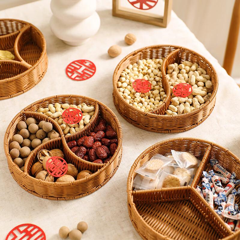 Japanese Style Imitation Rattan Compartmentalized Snack Tray