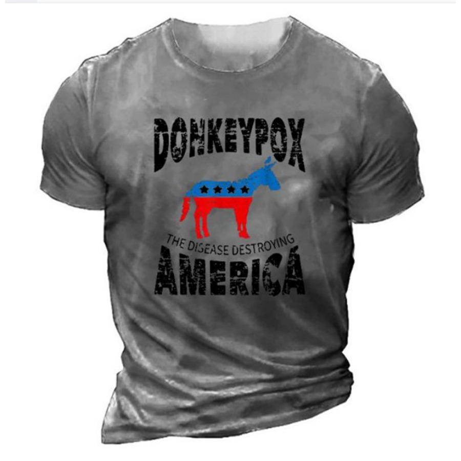 Pánská trička, letní volná, ležérní, módní, kulatý výstřih, 3D potiskem, krátký rukáv, top