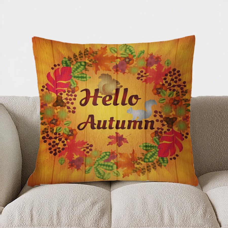 Home Decor Hello Autumn Pumpkins Decorative Throw Pillow Pattern Cushion Cover Suitable For Sofa Bedroom Car Pillow Cover