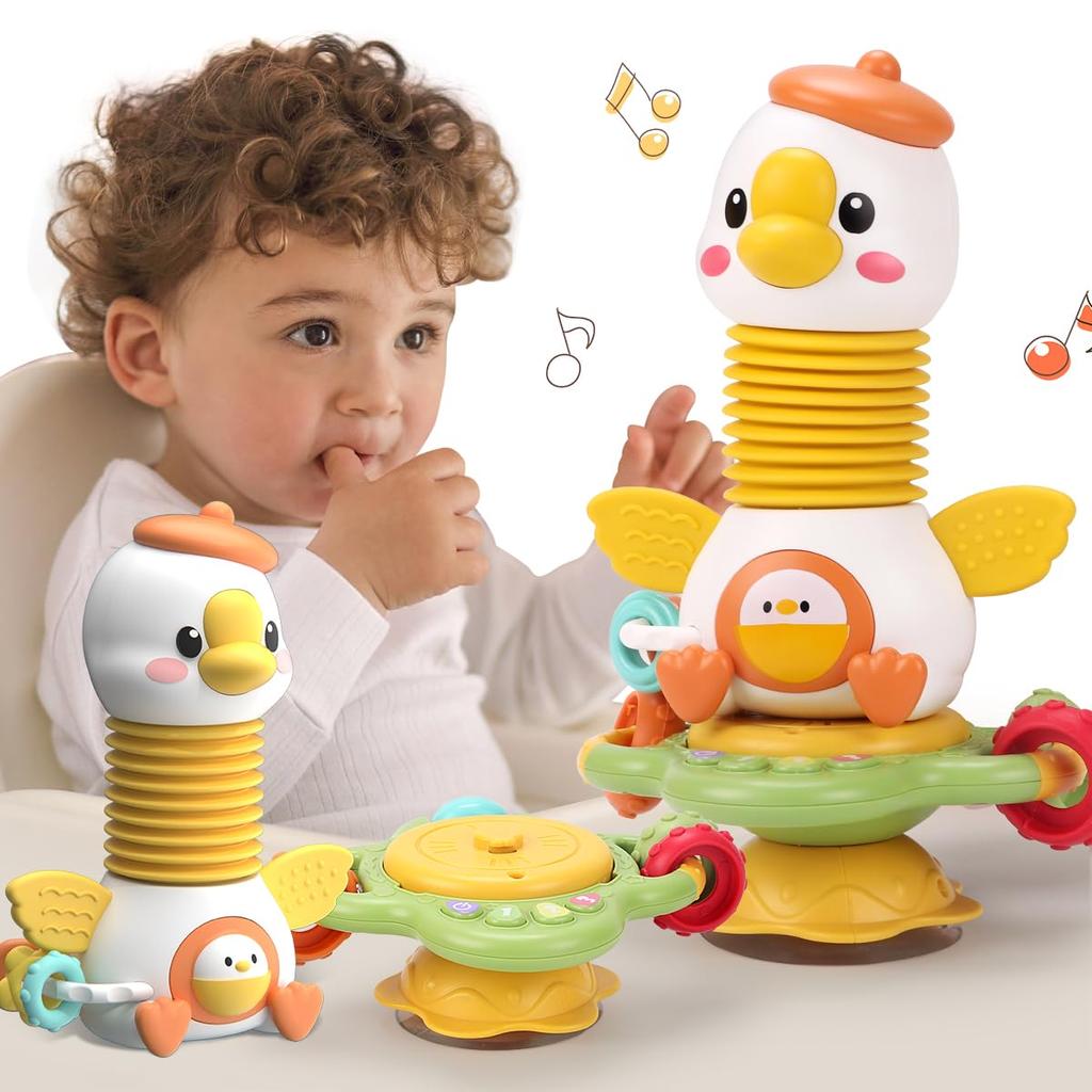 Qizebaby Giocattoli per bambini Giocattoli musicali per bambini Giocattoli per seggioloni con ventosa Giocattoli sensoriali per bambini piccoli Regali educativi precoci per bambini e bambine Giugno+