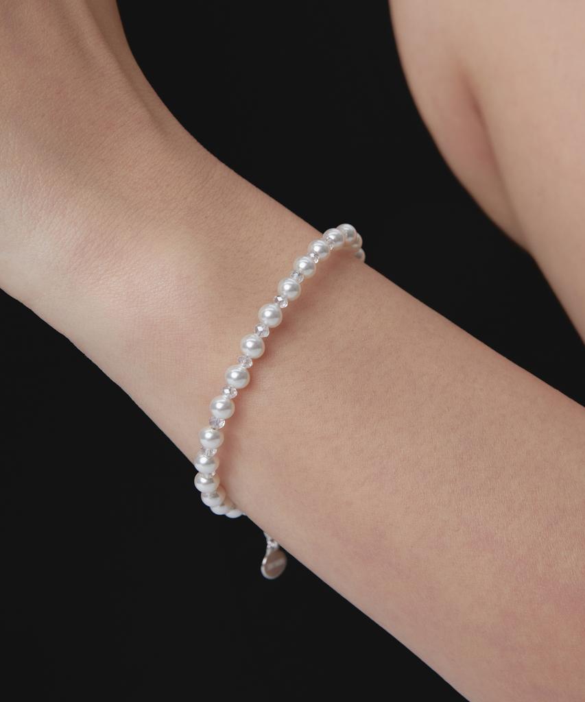 Dmoment (925 Silver) Lily Pearl Swarovski Silver Bracelet
