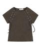 ORDINARY HOLIDAY Lace Up Sleeves T-Shirt [Brown]
