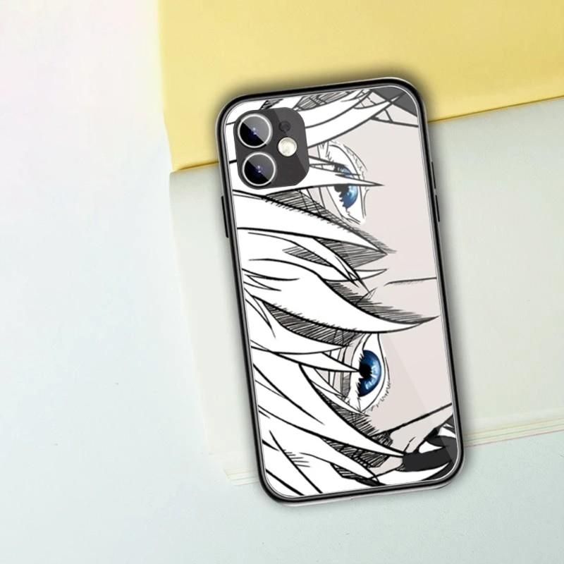 

Чехол для телефона с рисунком аниме дзюдзюцу кайсен для IPhone 13 12 11 XS X 8 7 6 Plus Mini Pro Max SE 2022, черный чехол из поликарбоната и ТПУ, стеклянный чехол для телефона iPhone 12