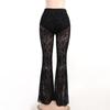 AltGoth See Through Mesh Pants Women Dark Gothic High Waist Lace Flare Pants Vintage Streetwear Fairy Grunge Race Trousers Femme