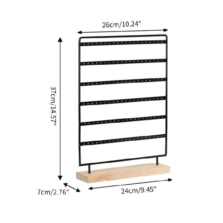 6-Tiers Earring Holder for Hanging Earrings Ear Studs with Wood Base Women Girls