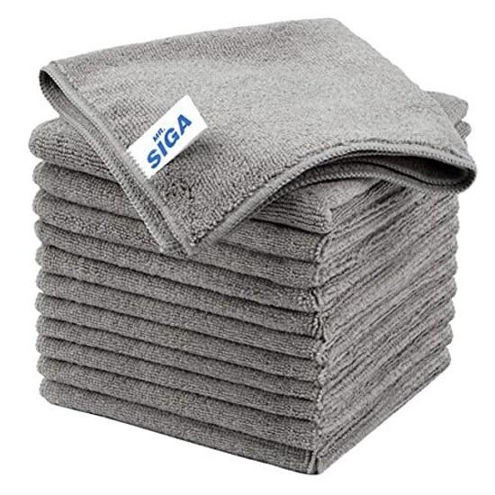 MR.SIGA microfiber cleaning cloth streak-free commercial rag kitchen dishcloth gray 32 x 32cm 12 pieces