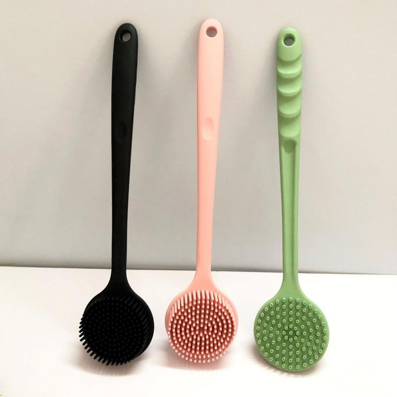 Silicone Back Scrubber for Shower, Soft Bath Body Brush with Long Handle
