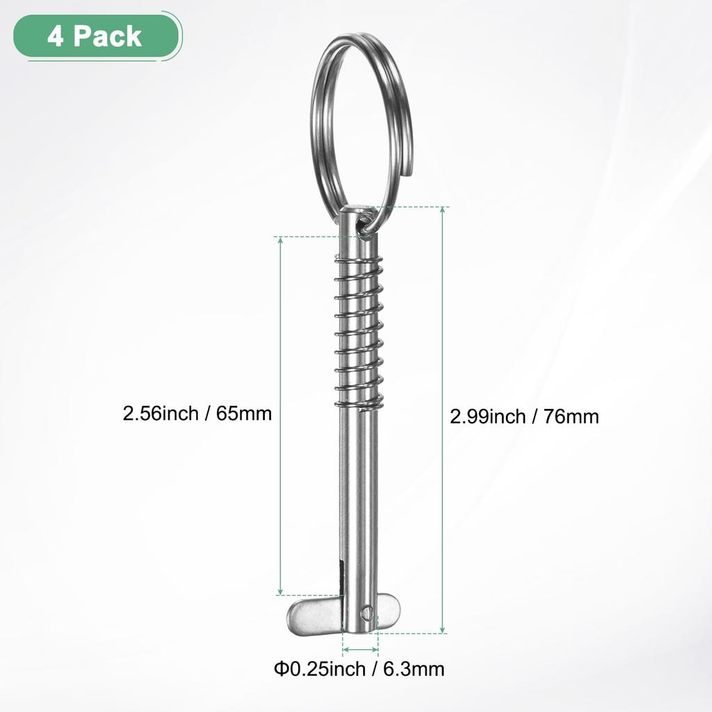 M METERXITY 4 Pack Fast Release Pins 316 Stainless Steel 6.3mm Diameter 65mm Long