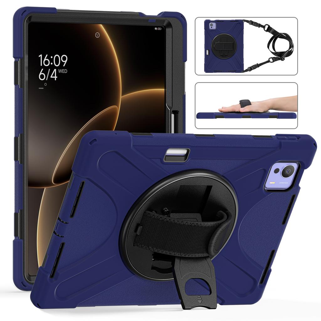 Rugged Stand Case for Xiaomi Pad 7 Ultra 2025 14.0 Inch 360 Rotating Heavy Duty Cover with Hand & Shoulder Strap 3-Layers Shell