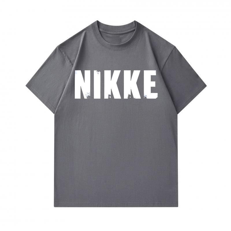 Men's 100% Cotton Crew Neck Short Sleeve T-Shirt, Casual NIKKE Letter Print Breathable Comfortable Loose Tee Top for Daily Outdoor Street Wear