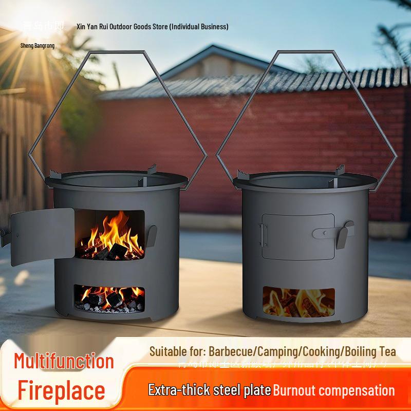 Portable Outdoor Firewood Stove: Multi-Functional and Thickened for Camping, Picnics, and Tea Brewing