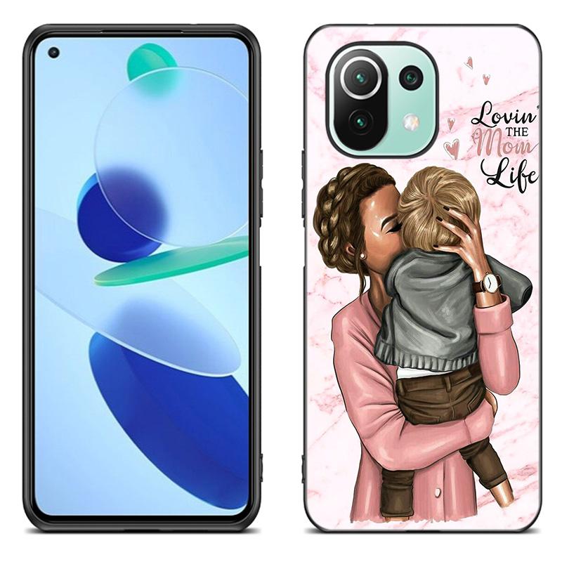 Baby Mom Girl Boy mramorové pouzdro pro Xiaomi Mi 11 Lite NE 11i 10T 11T Pro A2 A3 Lite POCO F3 M3 M4 C31 X3 Pro NFC GT černý kryt